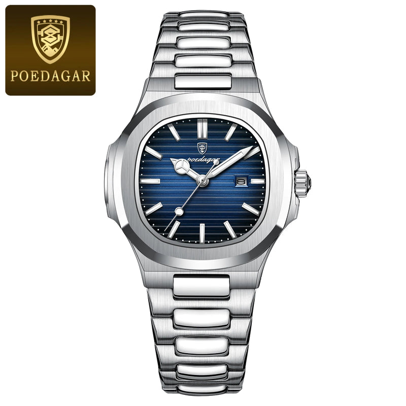 POEDAGAR Luxury Square Watch for Woman Waterproof Luminous Date Ladies Watch Stainless Steel Quartz Women's Watches Female Reloj