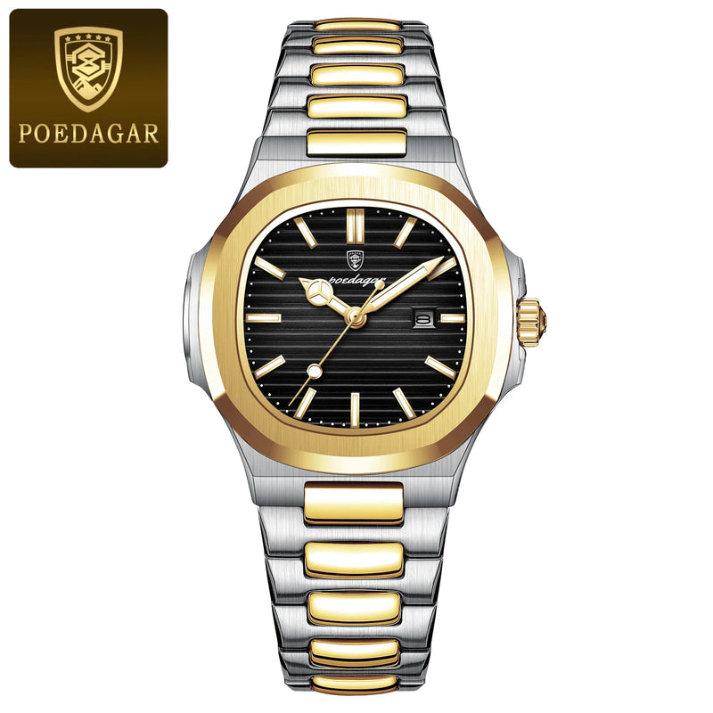 POEDAGAR Luxury Square Watch for Woman Waterproof Luminous Date Ladies Watch Stainless Steel Quartz Women's Watches Female Reloj