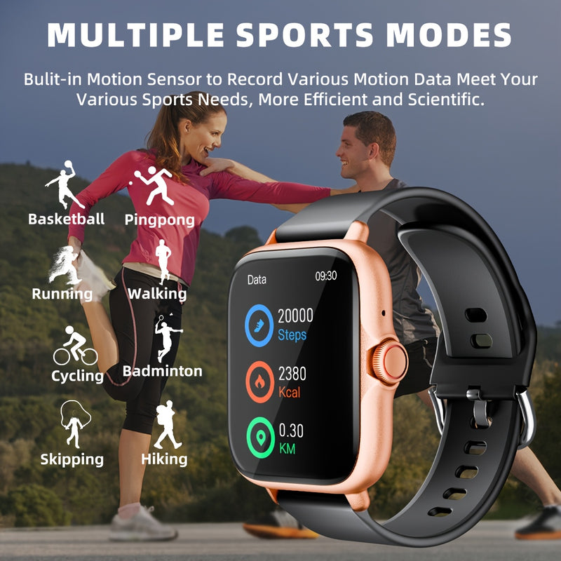 Smart Watch, tela de toque total de 4,65 cm com mensagem, resposta, chamada, monitoramento do sono, pedômetro esportivo, alertas de informações, para telefones iPhone Android, smartbands Fitness Watch para mulheres e homens.